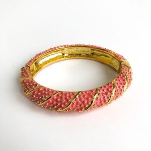 Lilly Pulitzer Pink and Gold Tone Enamel Sea Urchin Bracelet